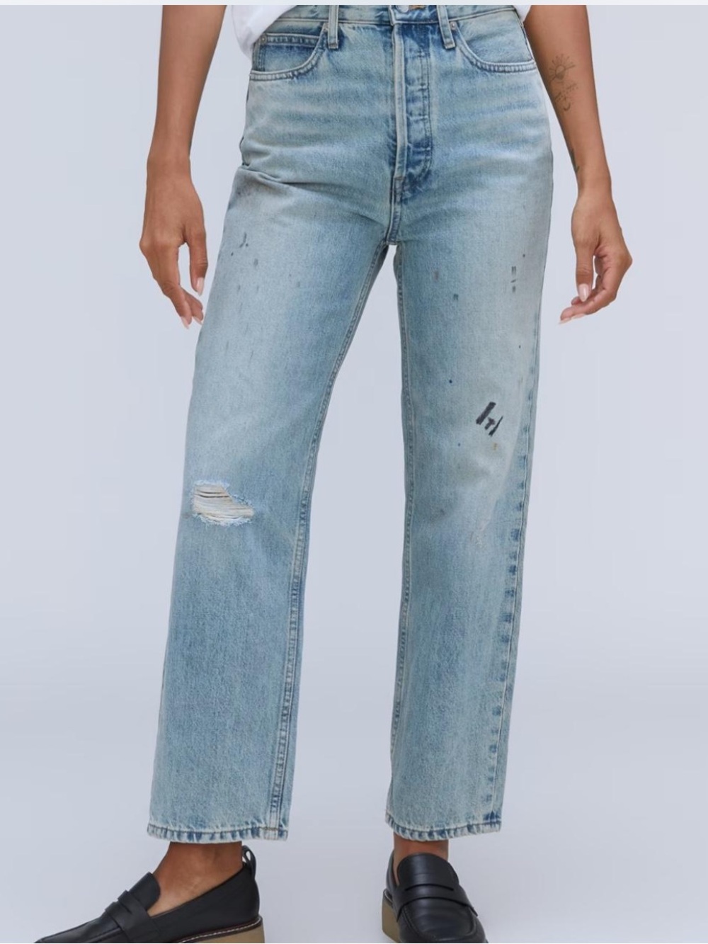 Everlane Light Blue High-Rise Straight Leg Jeans